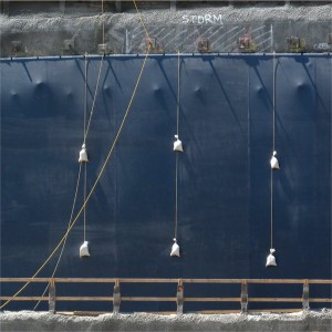 Blue Tarp with Hanging Weights