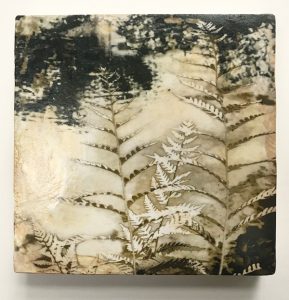 Iskra Miniature art ferns on venetian plaster